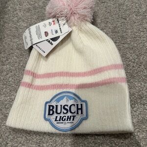 Kids Pom-Pom Beanie - White and Pink